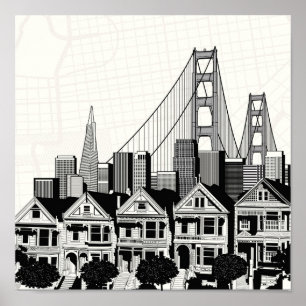 Poster B&W San Francisco la Californie