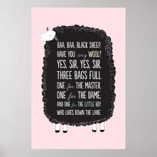 Poster Baa Baa Black Ship Nurserme Rhyme