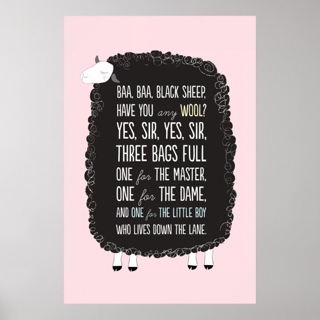 Poster Baa Baa Black Ship Nurserme Rhyme (Devant)