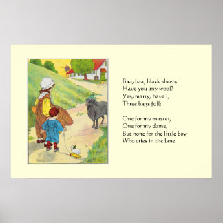 Poster Baa, Baa, mouton noir, Avez-vous de la laine ?