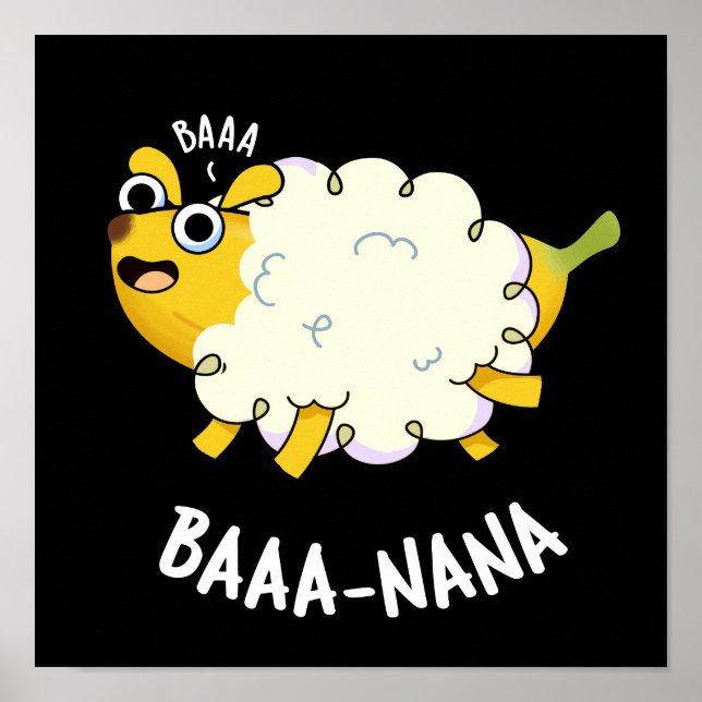 Poster Baa-nana Funny Banana Pun Dark BG (Devant)