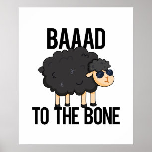 Poster Baaad À L'Os Drôle Pun Mouton Noir Noir