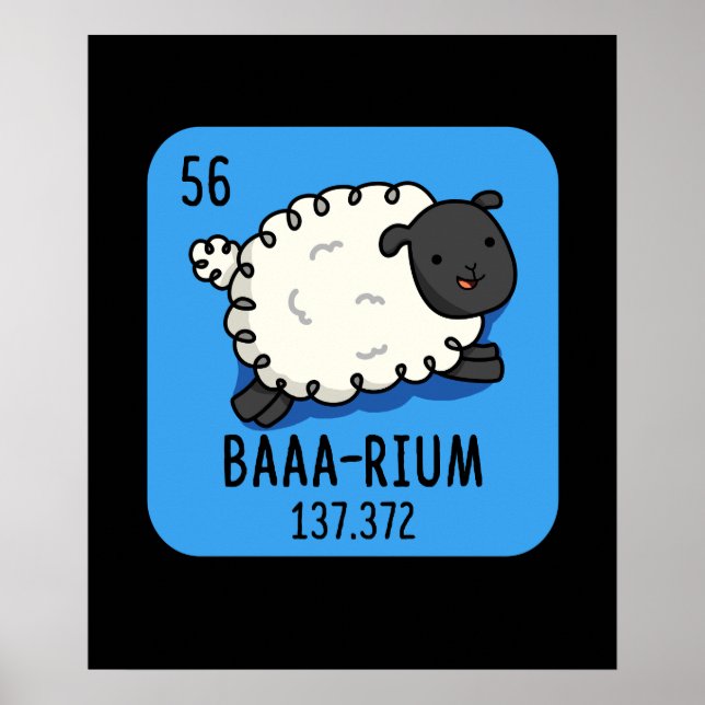 Poster Baarium Funny Sheep Chimie Pun Dark BG (Devant)