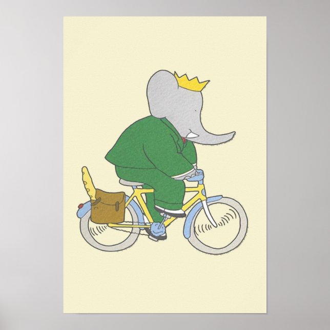 Poster Babar fait du vélo (Devant)