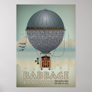 Poster Babbage by Airship Steampunk Vintage voyage
