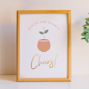 Poster Babies Are Bubbly   Cheers! Baby Shower Sign