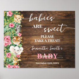 Poster Babies are Sweet Pink Safari Rustic Baby Shower