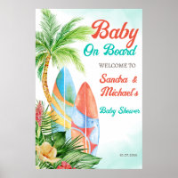 Baby à bord baby shower tropical de surf accueil