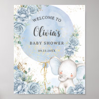 Baby Blue Fleur d'Éléphant Garçon Baby Shower
