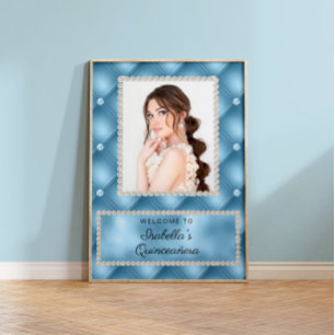 Poster Baby Blue Pearls Photo Quinceañera
