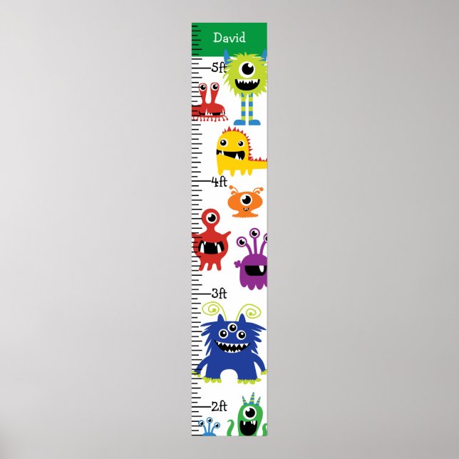 Poster Baby Boy Little Monsters Graphique de croissance (Devant)