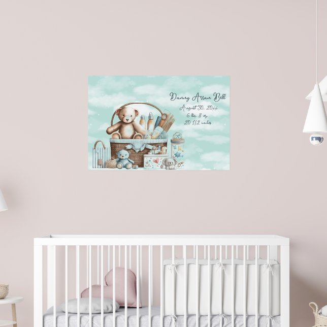 Poster Baby Boy Teddy Bear Panier de jouets (Pépinière 2)