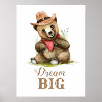 Baby Boys Room Art - Little Cowboy Bear Aquarelle