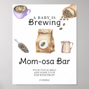 Poster Baby brasse café baby shower Momosa bar