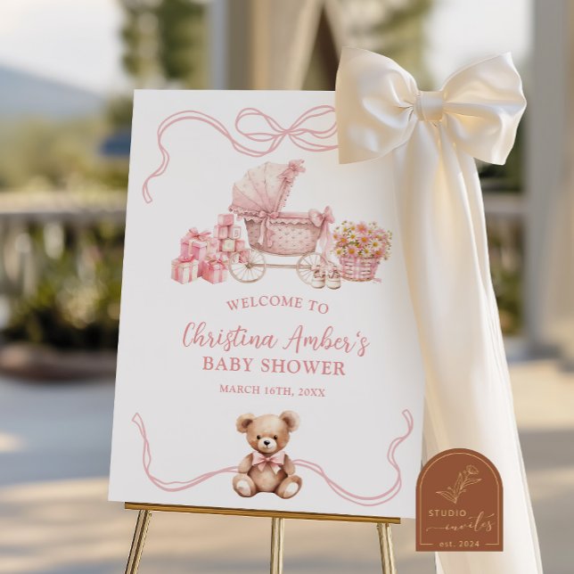 Poster Baby Carriage Baby Shower Welcome Sign (Créateur téléchargé)