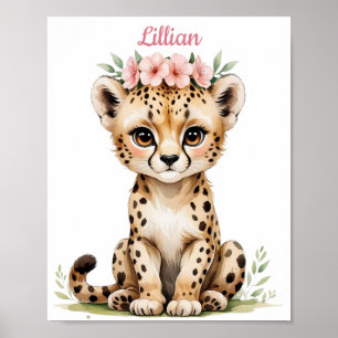 Poster Baby Cheetah personnalisé Élégante Nursery Safari