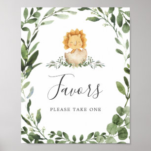 Poster Baby Dinosaur Baby Shower Favors Sign