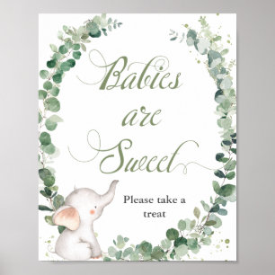 Poster Baby Elephant Green Les bébés sont doux Treat