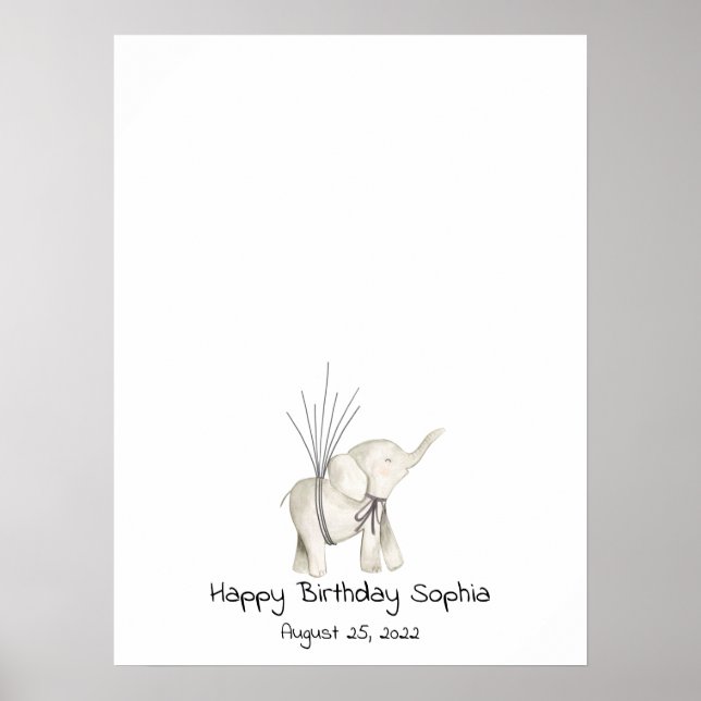 Poster Baby Elephant Thumbprint Livre d'invités (Devant)