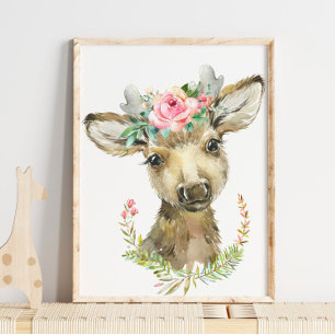 Poster Baby Fawn Woodland Animal Nursery   Art mur