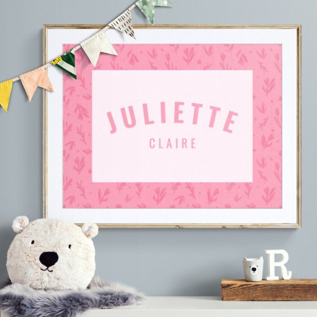 Poster Baby Girl Nom personnalisé Imprimer Pink Nursery W (Créateur téléchargé)