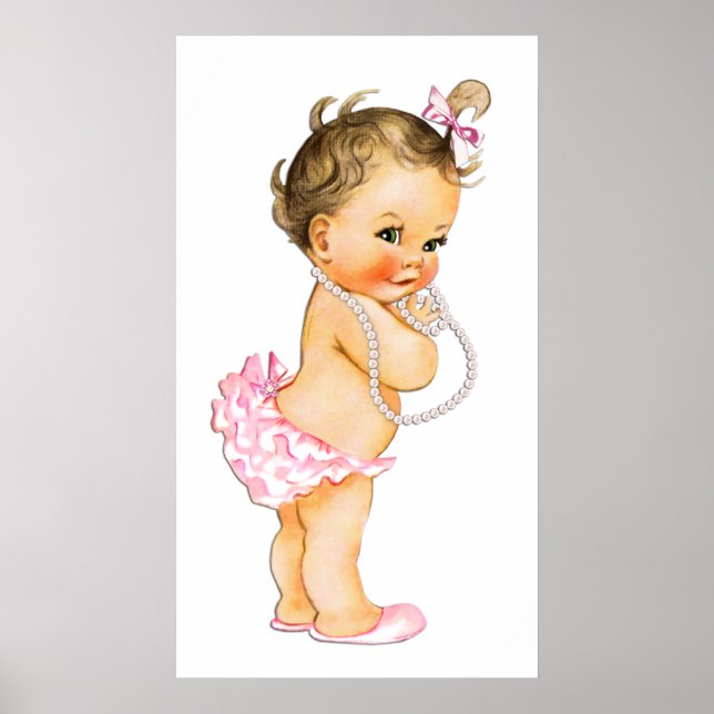 Poster Baby Girl Ruffle Pantalon perles Baby shower fille (Devant)