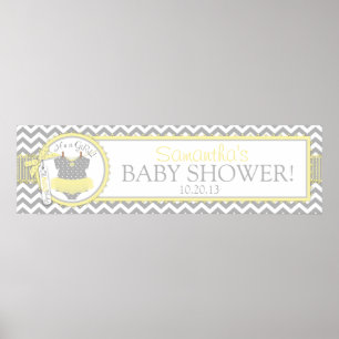 Poster Baby Girl Tutu Chevron Imprimer Baby shower banniè