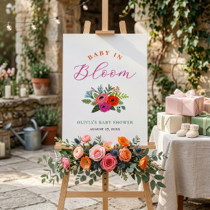 Poster Baby in Bloom Bright Floral Baby shower Welcome