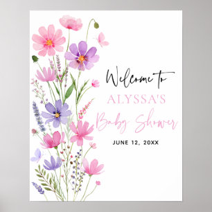 Poster Baby in Bloom Fleur sauvage Baby shower Bienvenue