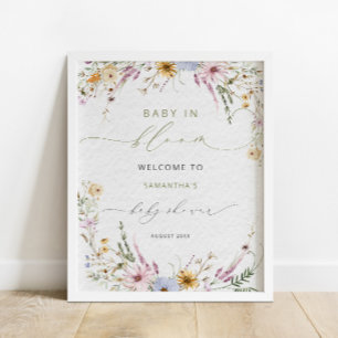 Poster Baby in Bloom Fleur sauvage Baby shower Bienvenue