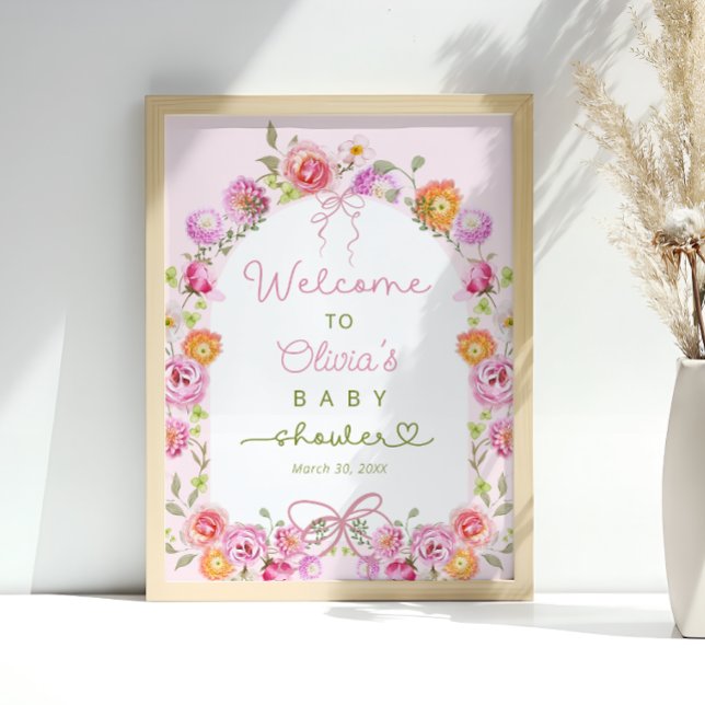 Poster Baby in Bloom Fleur sauvage Bow Baby shower Bienve (Créateur téléchargé)
