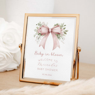 Poster Baby In Bloom Rose Bow Baby shower Bienvenue