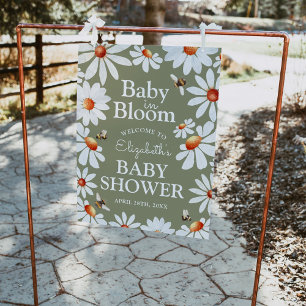 Poster Baby in Bloom Watercolor Daisies & Bumblebee
