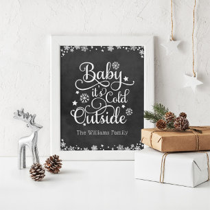 Poster Baby Its Cold Outside Black Chalkboard Holiday