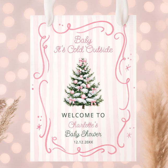 Poster Baby It's Cold Outside Pink Baby Shower Welcome (Créateur téléchargé)