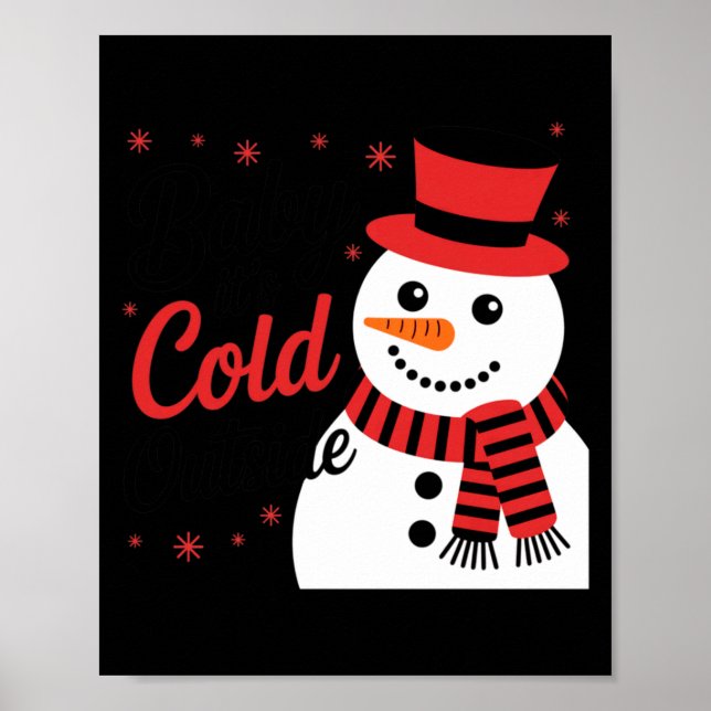 Poster Baby It's Cold Outside Retro Christmas Long Sleeve (Devant)