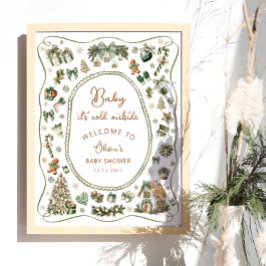 Poster Baby It's Cold Outside Winter Baby shower Bienvenu