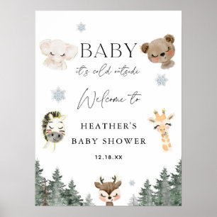 Poster Baby It's Cold Outside Winter Baby shower Bienvenu