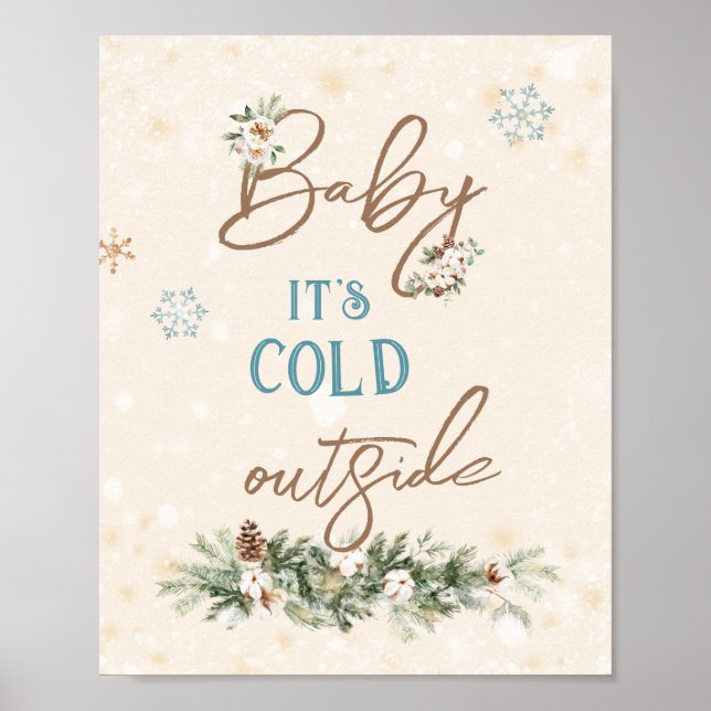 Poster Baby It's Cold Outside Winter Cosy Living Room Art (Devant)