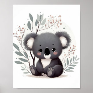 Poster Baby Koala Arrière - plan blanc