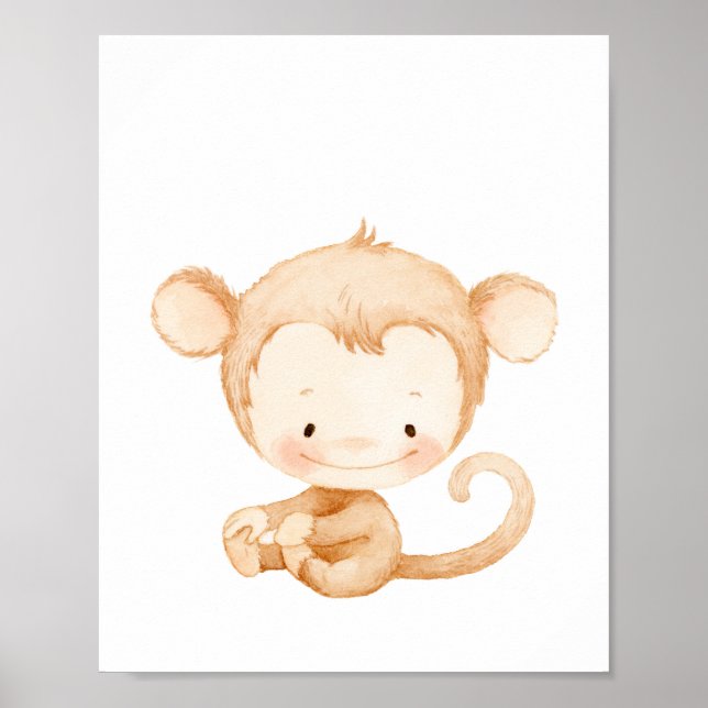 Poster Baby Monkey Nursery Wall Art Print (Devant)