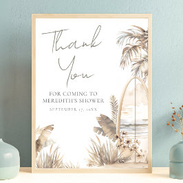 Poster Baby On Board Beach Baby Shower Thank You