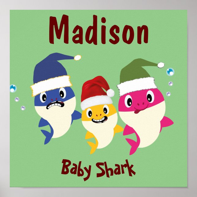Poster Baby Shark Festive Noël fantastique (Devant)