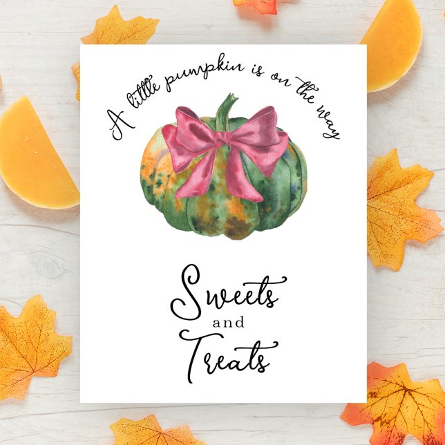 Poster baby shower à arc citrouille Sucres et friandises (Créateur téléchargé)