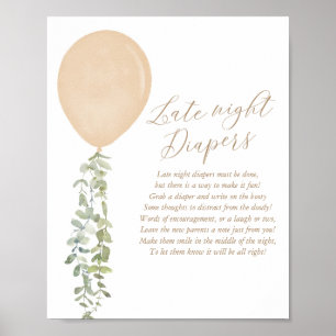 Poster Baby shower à ballon doré des Diapeurs de nuit