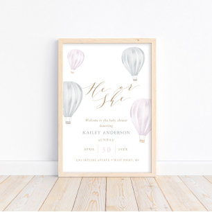 Poster Baby shower à ballon gonflable selon le sexe