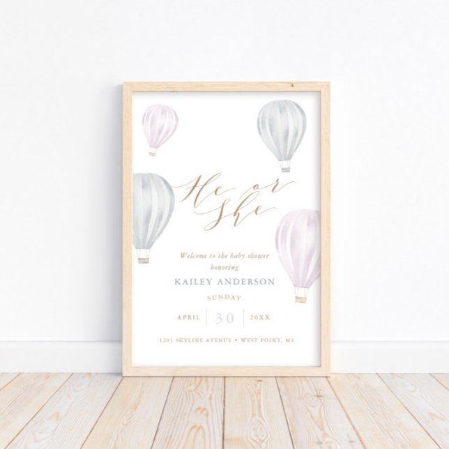 Poster Baby shower à ballon gonflable selon le sexe (Créateur téléchargé)