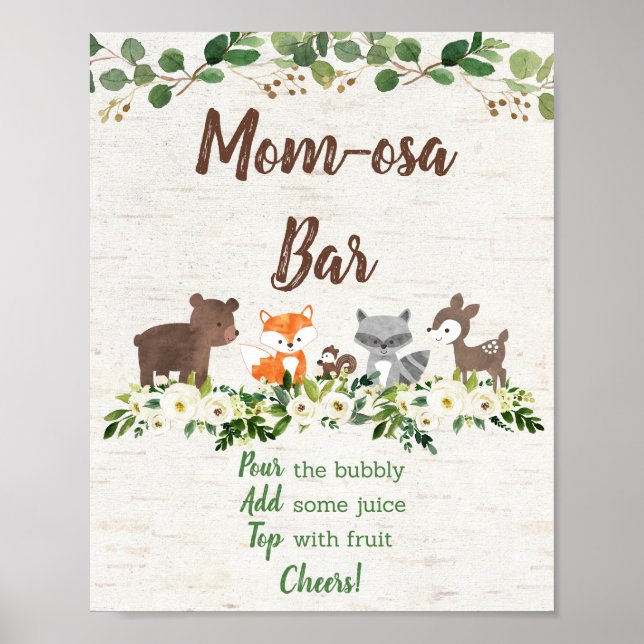 Poster Baby shower à barres de Mimosa Floral (Devant)