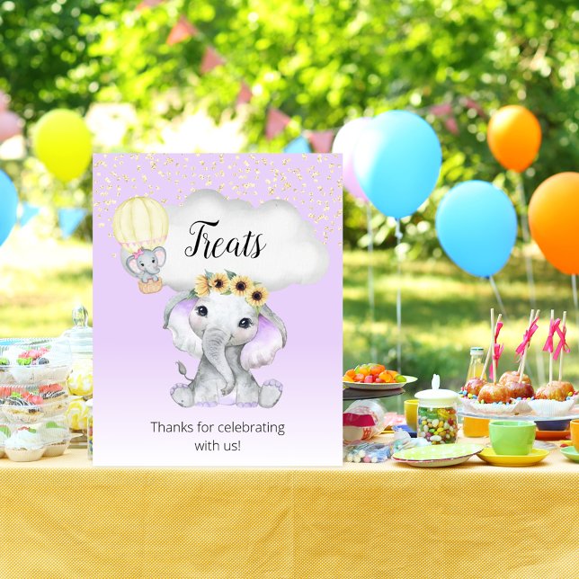 Poster Baby shower à bulle à air chaud Elephant Purple Tr (Créateur téléchargé)