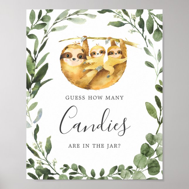 Poster Baby shower À Deux Fentes Devinez Combien De Candi (Devant)